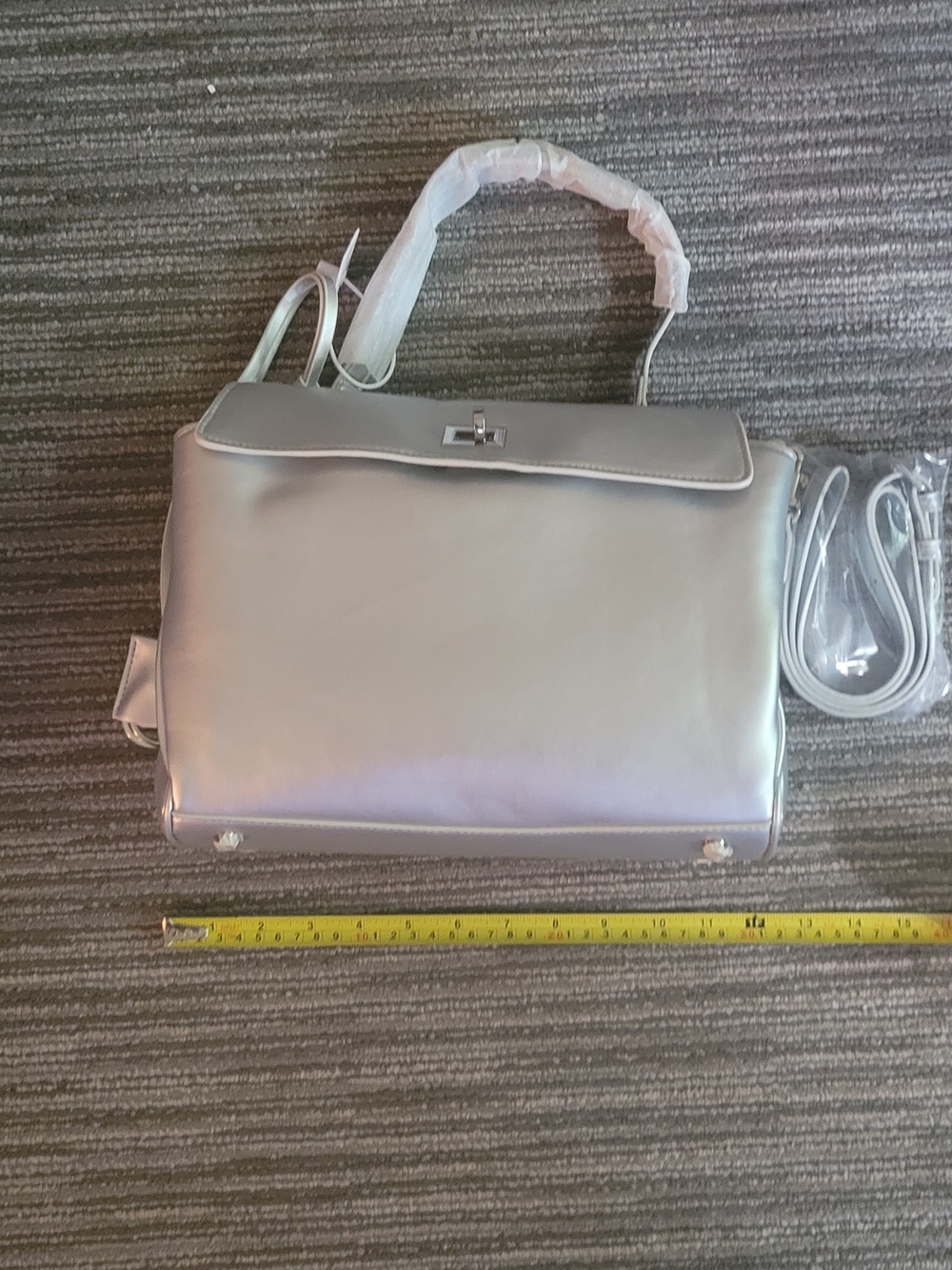 Source Unknown Iridescent Silver Top-Handle Shoulder Bag